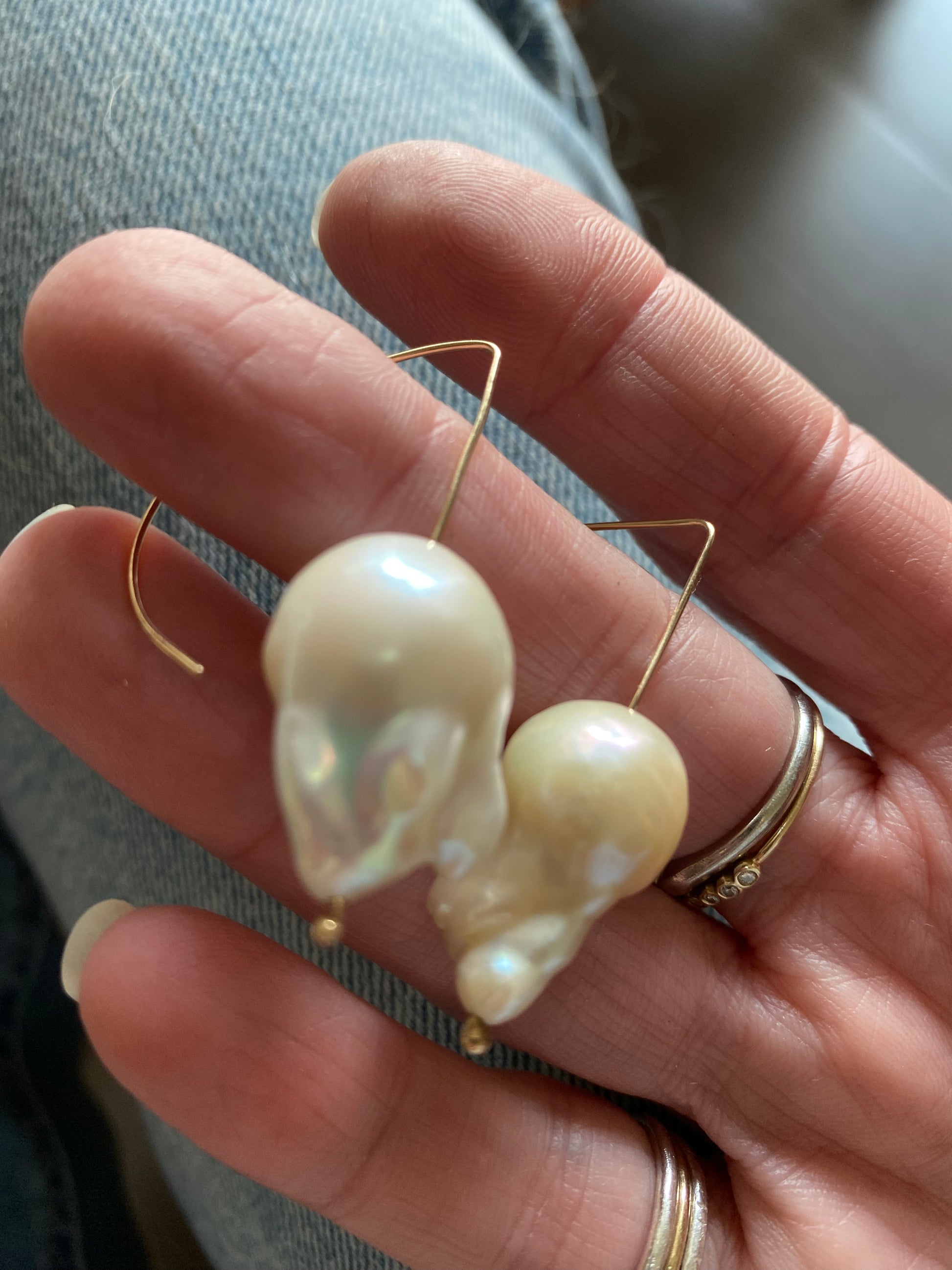 Baroque pearl on silver earwires earrings - Sacred Birch