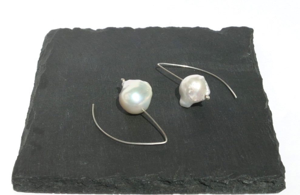 Baroque pearl on silver earwires earrings - Sacred Birch