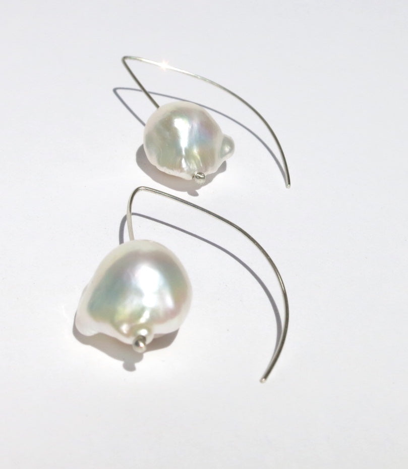 Baroque pearl on silver earwires earrings - Sacred Birch