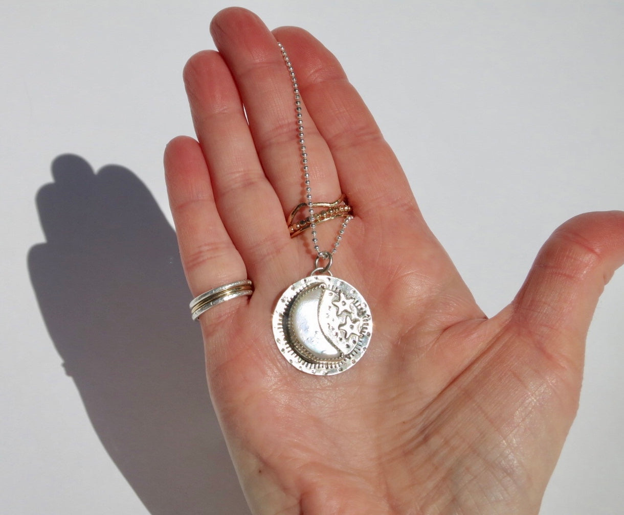 Pearl Moon Pendant - Sacred Birch