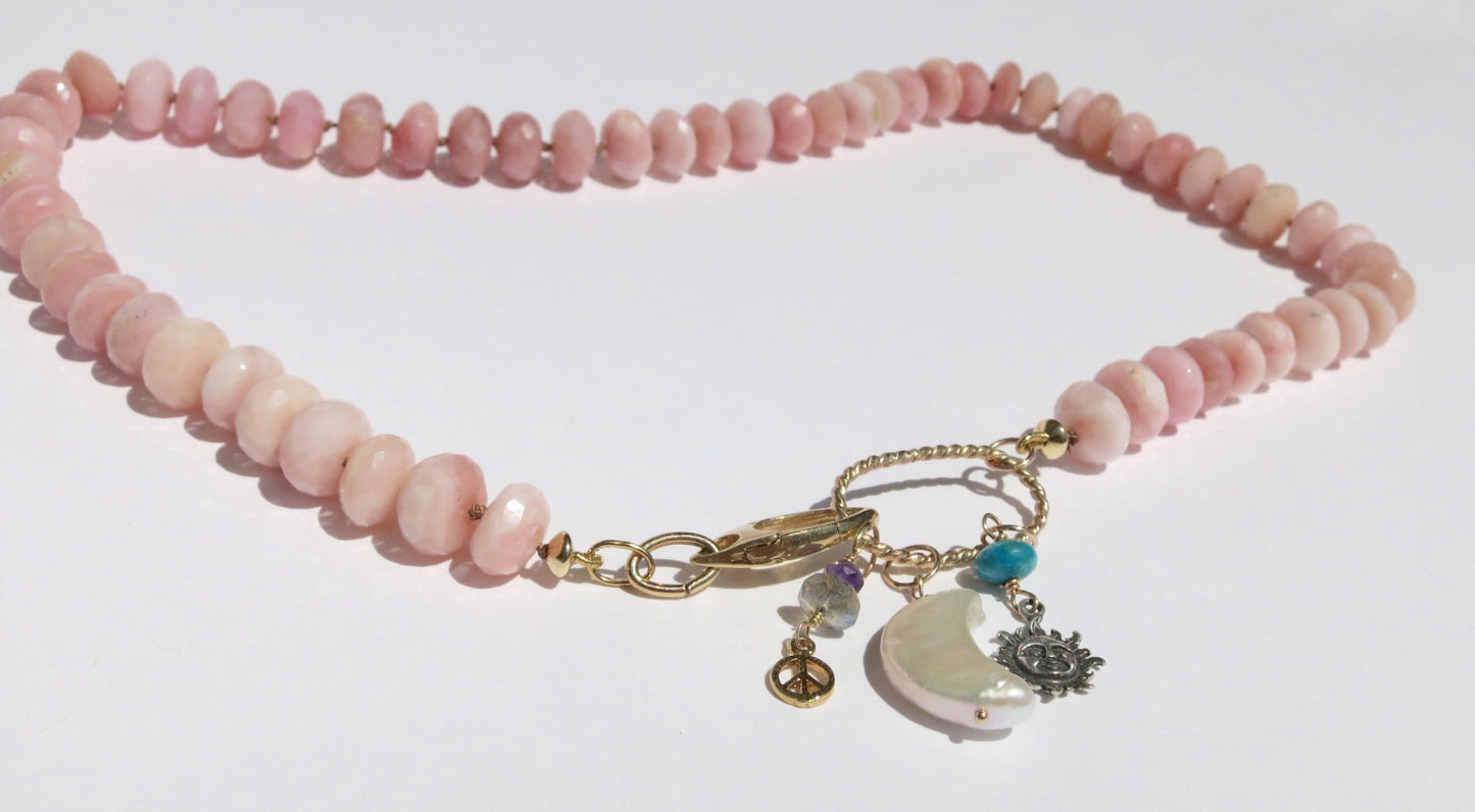 Barbie Pink Peruvian Opal necklace - Sacred Birch