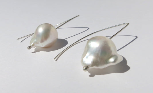 Baroque pearl on silver earwires earrings - Sacred Birch