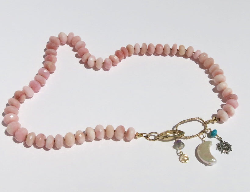 Barbie Pink Peruvian Opal necklace - Sacred Birch