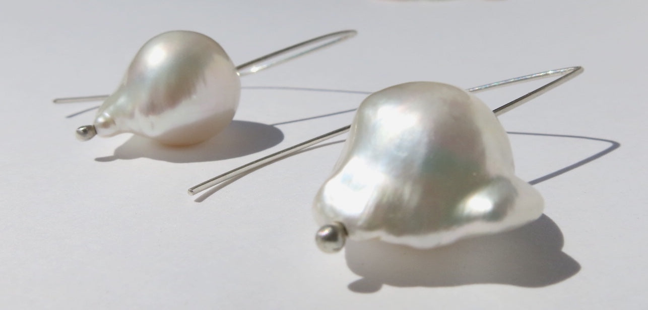 Baroque pearl on silver earwires earrings - Sacred Birch