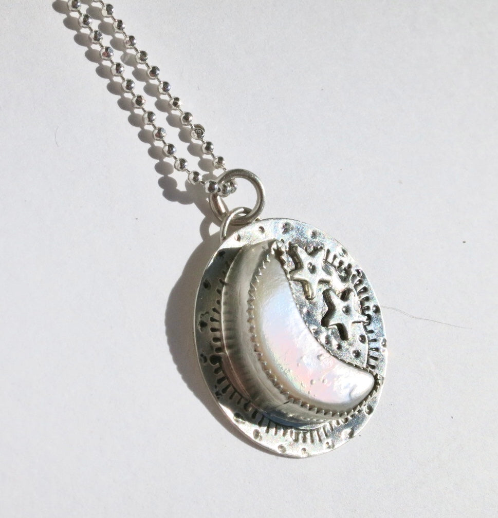 Pearl Moon Pendant - Sacred Birch