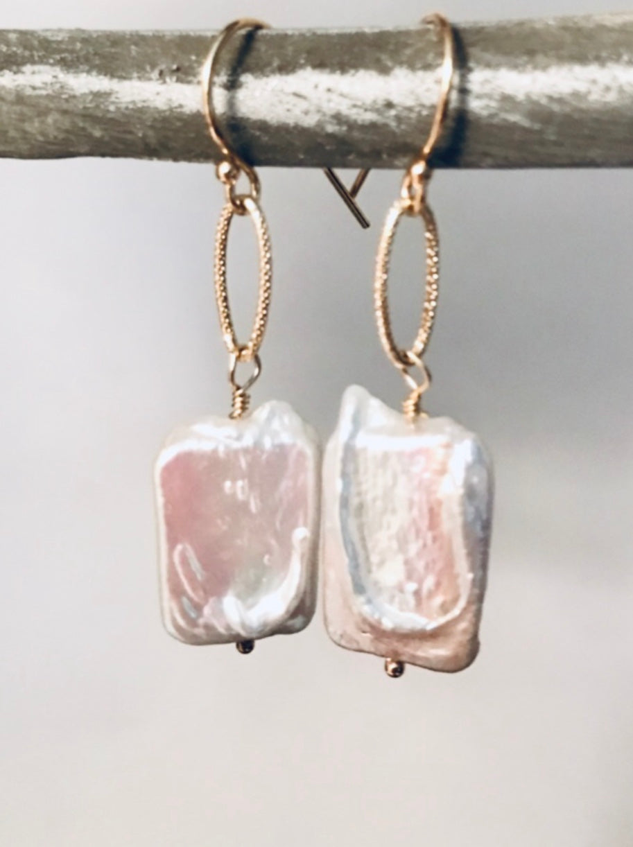 Square Freshwater Pearl Earrings - Sacred Birch