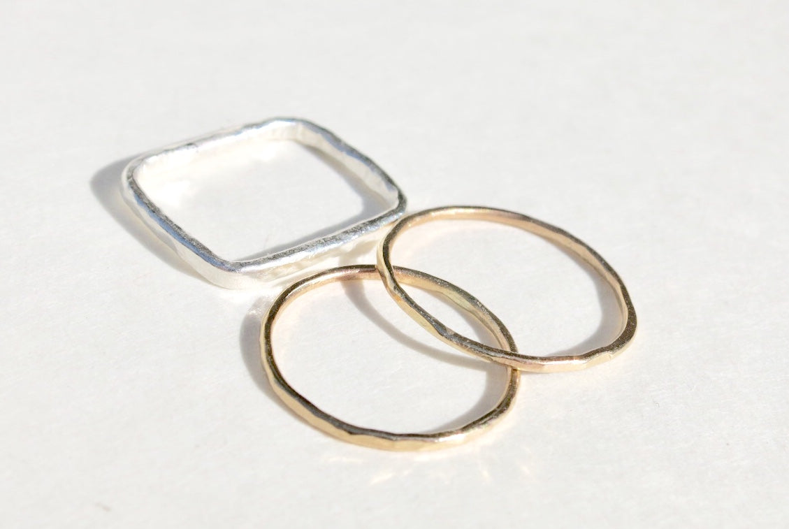 14k Gold Tiny Stacking Rings - Sacred Birch