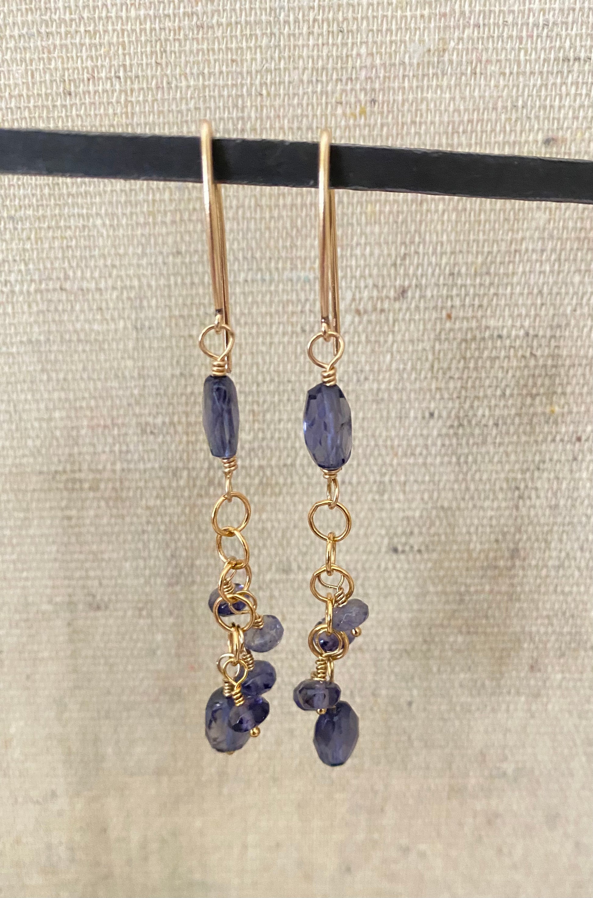 Iolite dangle earrings 14k gold filled - Sacred Birch