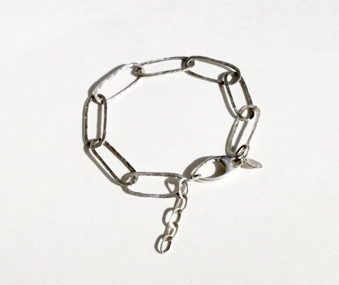 Sterling Silver Hammered Link Bracelet - Sacred Birch