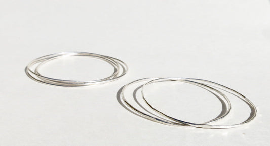 Sterling Silver Hammered Bangles - Sacred Birch