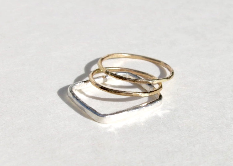 14k Gold Tiny Stacking Rings - Sacred Birch