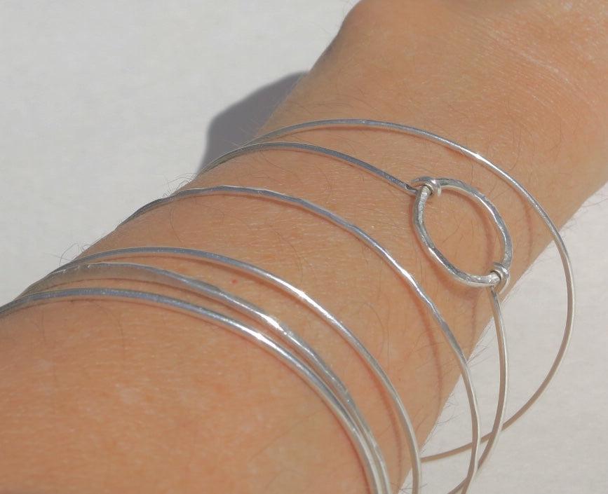 Sterling Silver Hammered Bangles - Sacred Birch