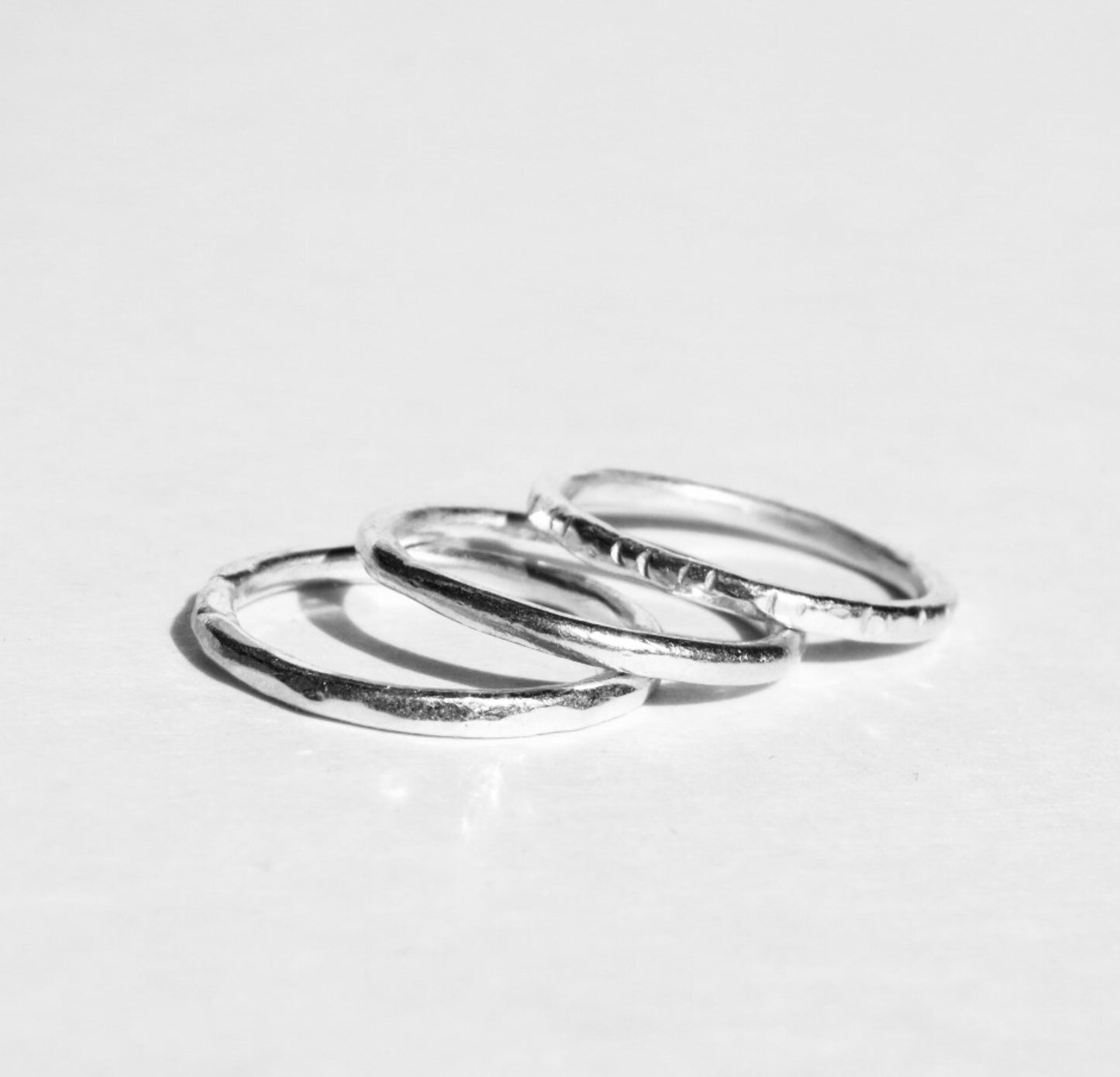 Fine Silver Hammered Rings - Sacred Birch