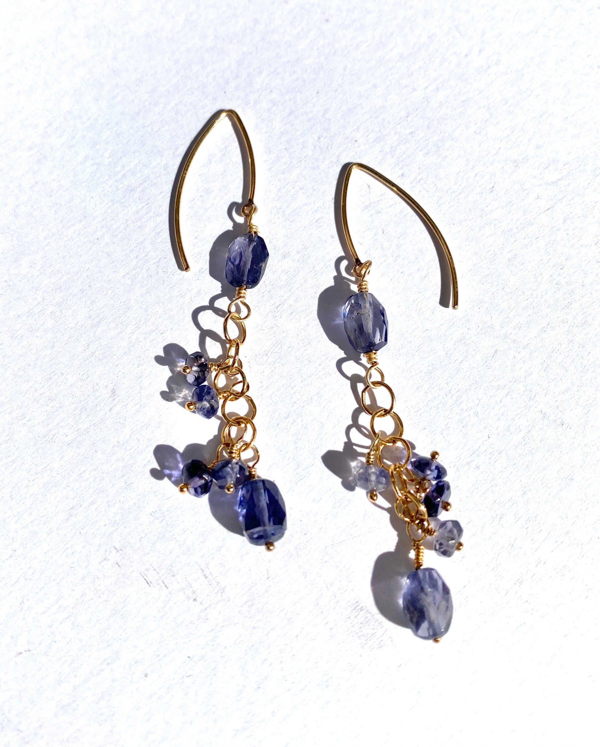 Iolite dangle earrings 14k gold filled - Sacred Birch