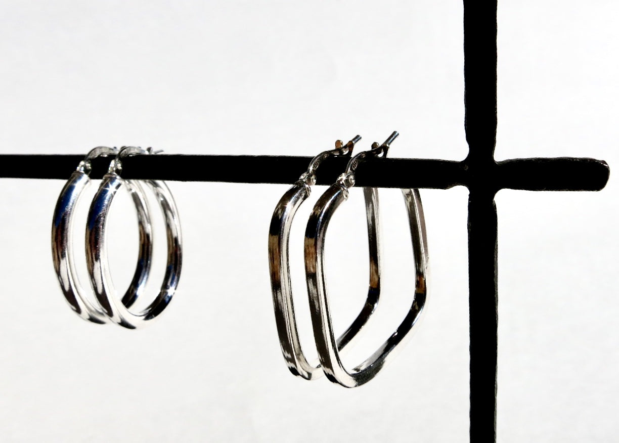 Square Sterling Silver Hoop Earrings - Sacred Birch