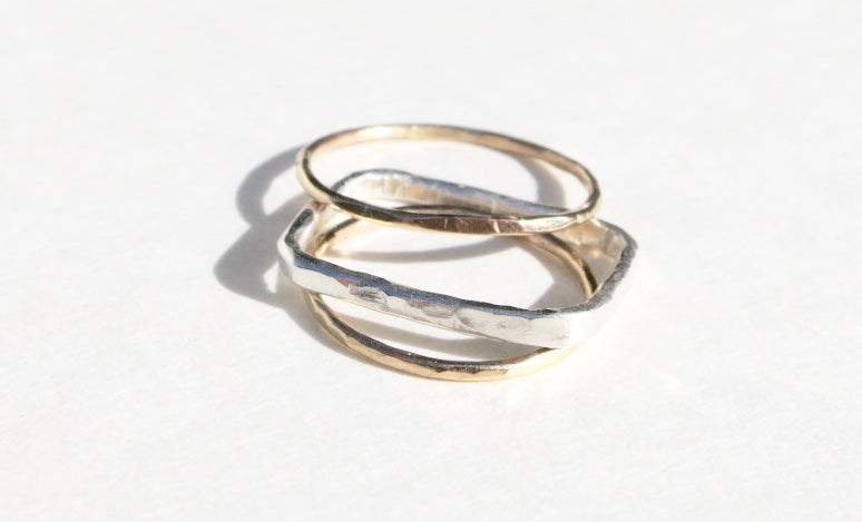 14k Gold Tiny Stacking Rings - Sacred Birch