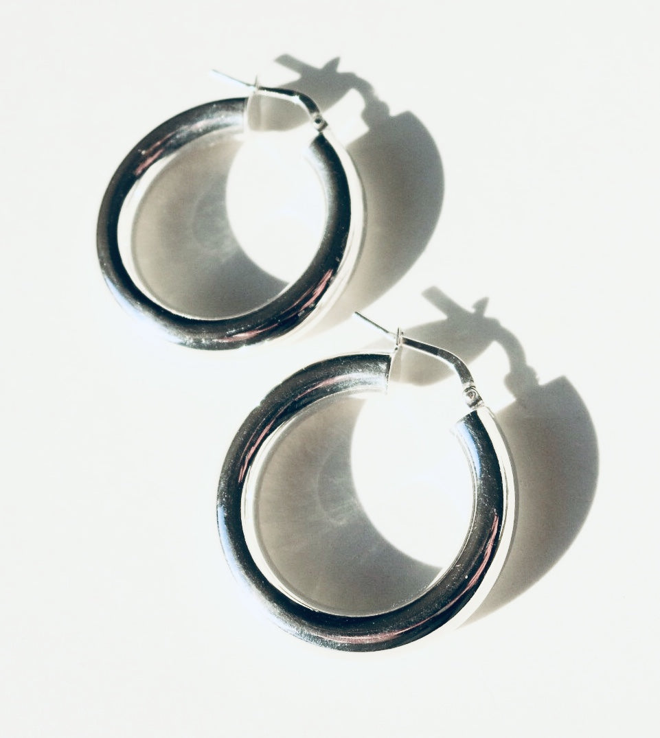 Chunky Sterling hoops-sterling silver large hoops