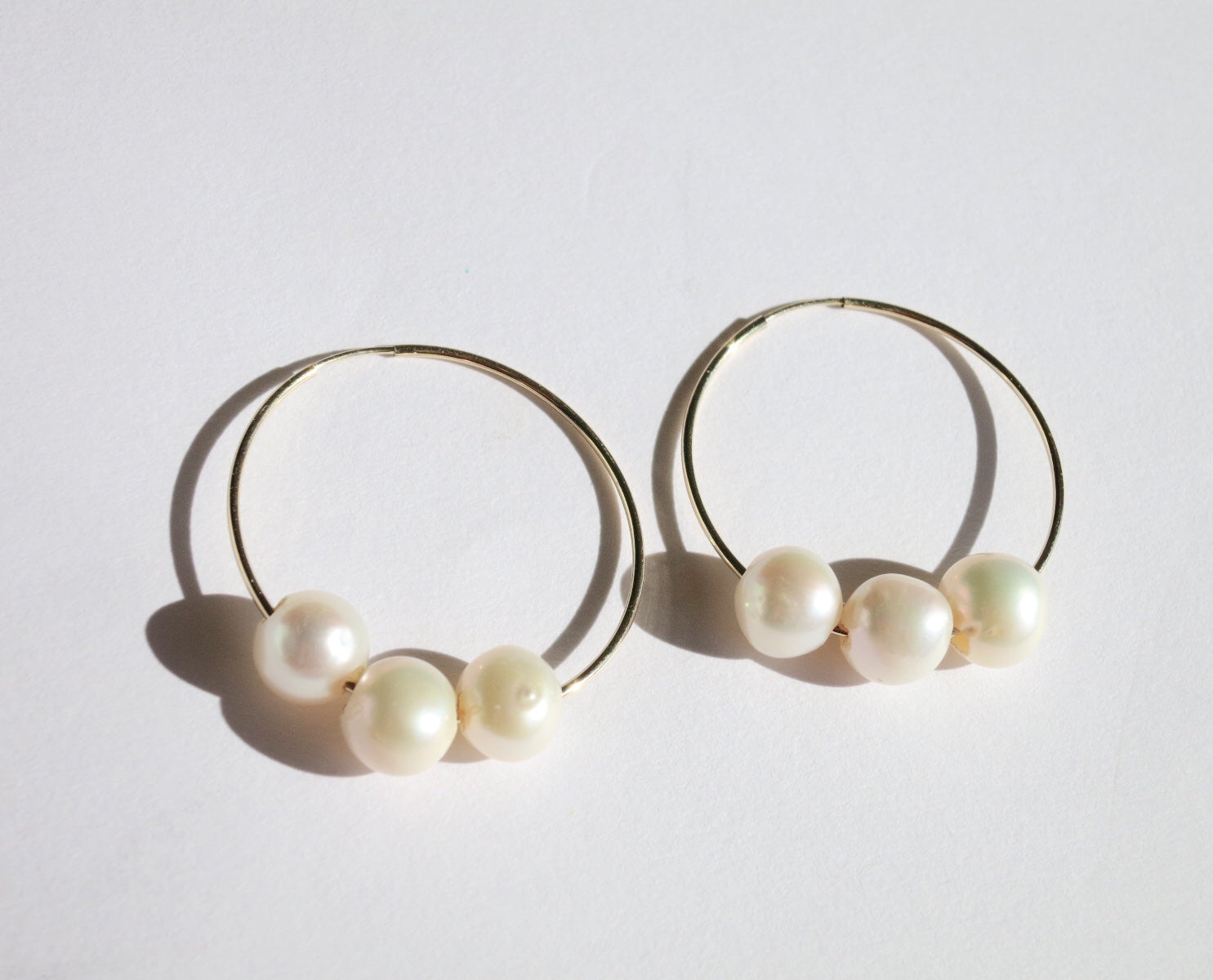 Endless Pearl and Gold Hoops - Sacred Birch