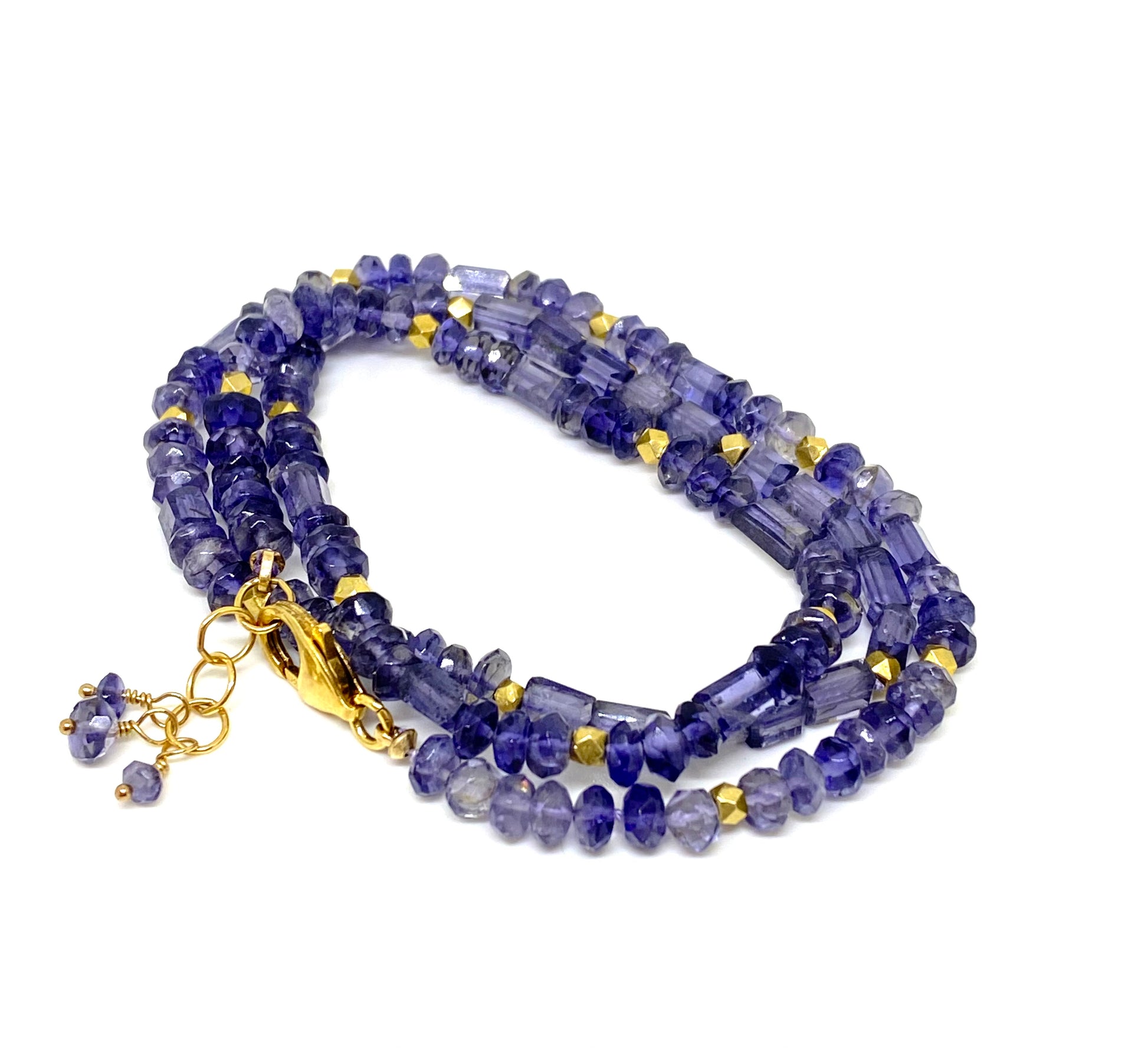 Iolite gemstone triple wrap beaded bracelet - Sacred Birch