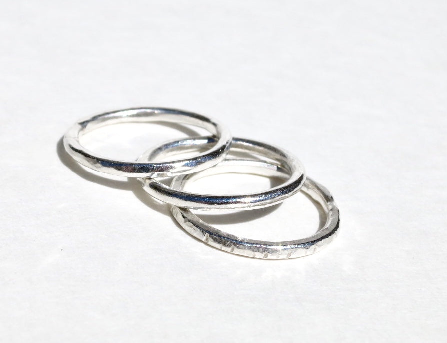 Fine Silver Hammered Rings - Sacred Birch