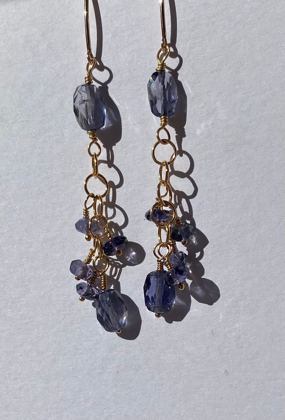 Iolite dangle earrings 14k gold filled - Sacred Birch