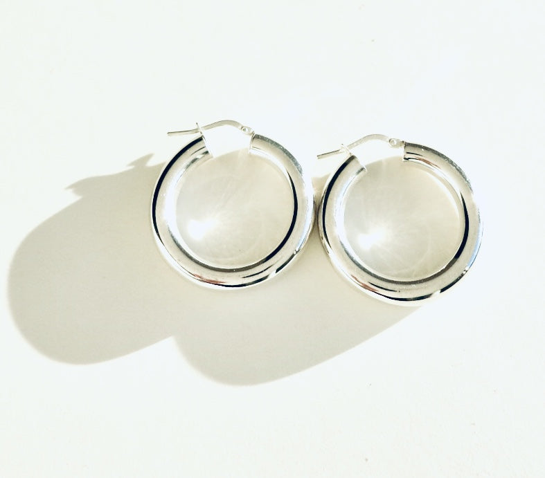 Chunky sterling silver hoops