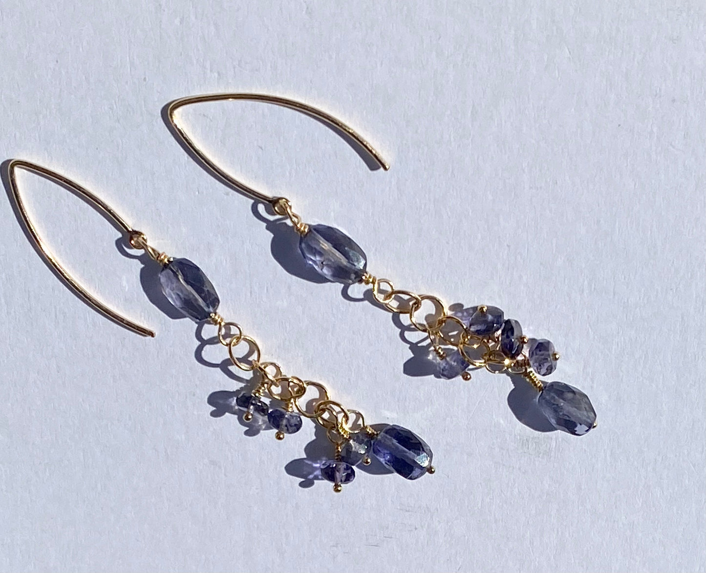 Iolite dangle earrings 14k gold filled - Sacred Birch