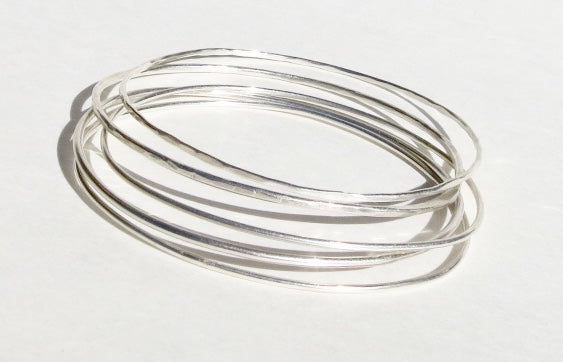 Sterling Silver Hammered Bangles - Sacred Birch