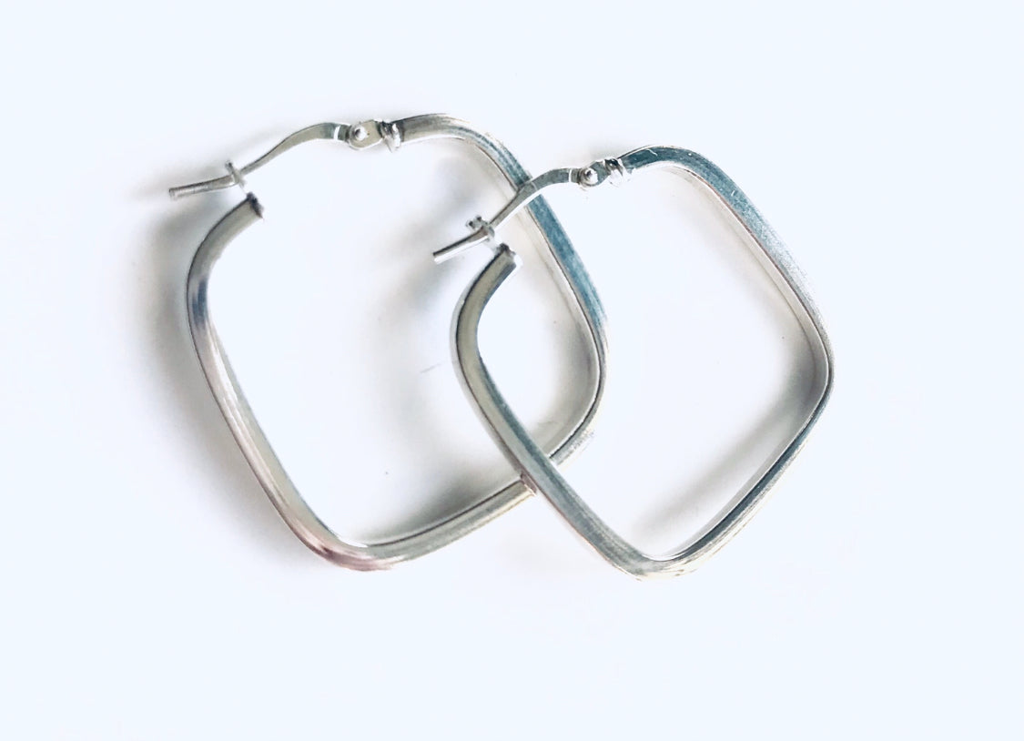 Square Sterling Silver Hoop Earrings - Sacred Birch