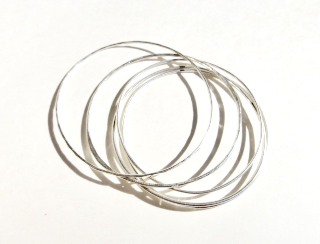 Sterling Silver Hammered Bangles - Sacred Birch