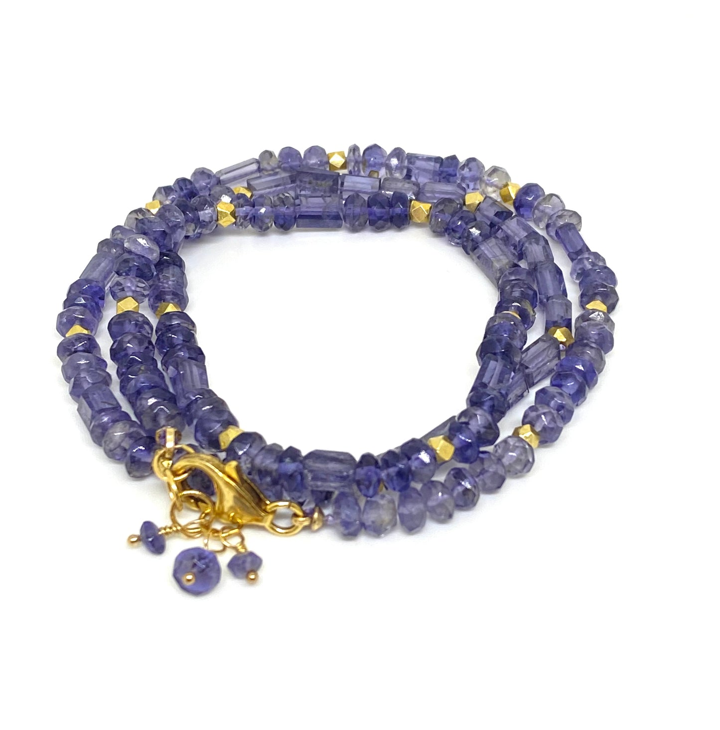 Iolite gemstone triple wrap beaded bracelet - Sacred Birch