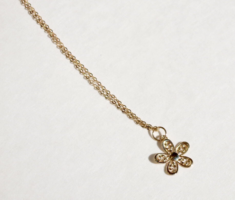 Tiny Gold Flower Pendant - Sacred Birch