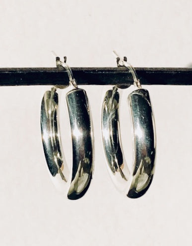 Chunky sterling silver hoops-silver hoop earrings