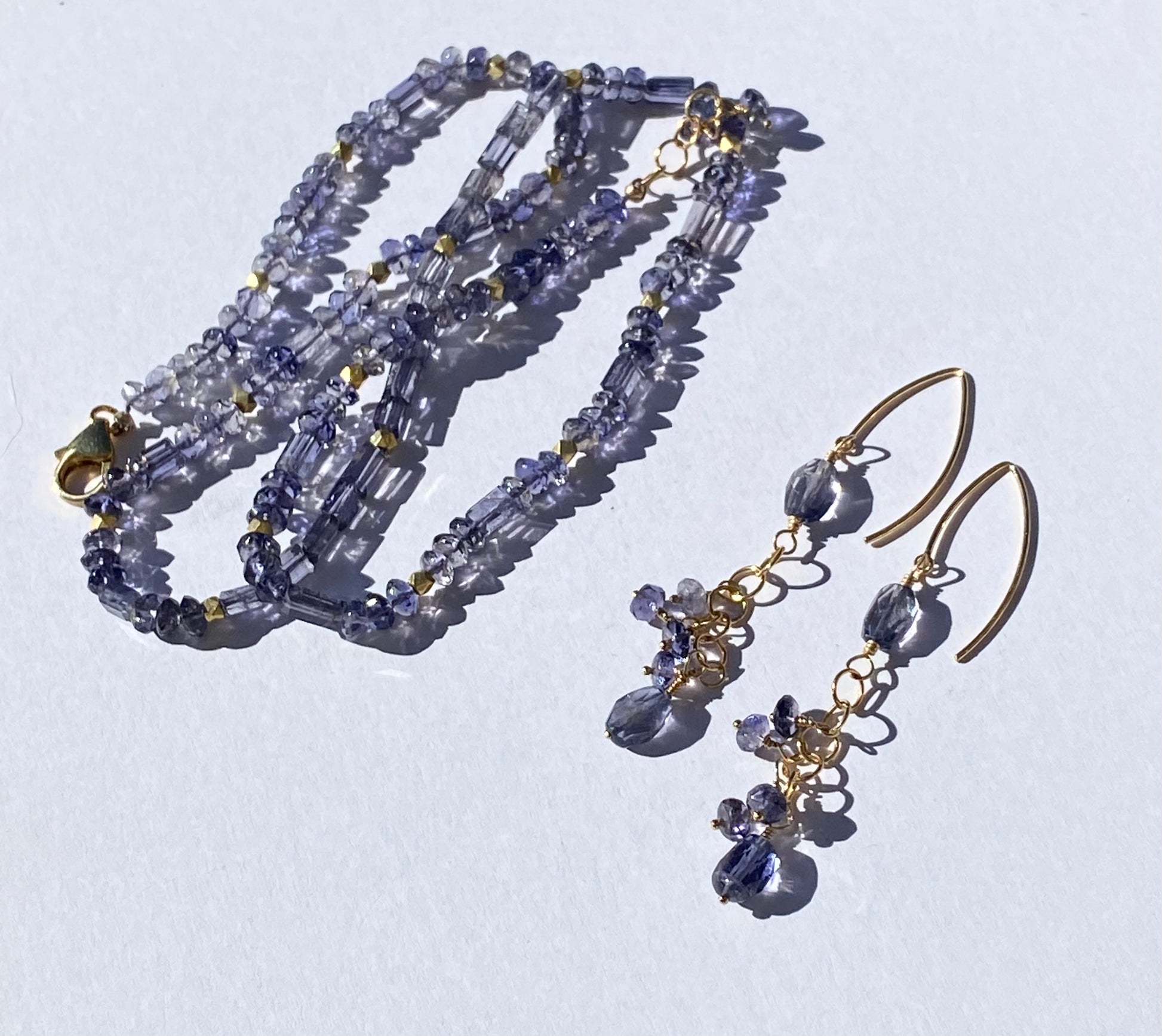 Iolite dangle earrings 14k gold filled - Sacred Birch