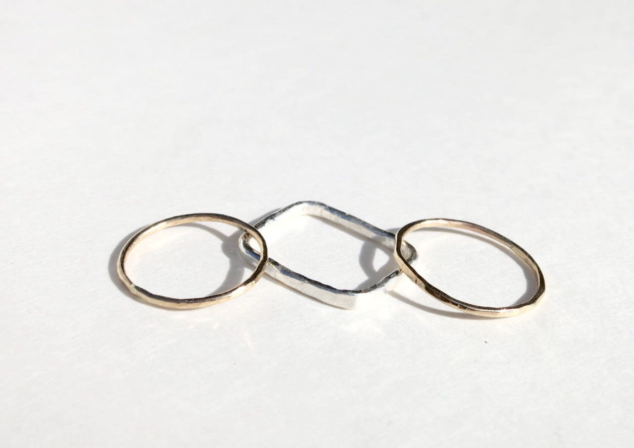 14k Gold Tiny Stacking Rings - Sacred Birch