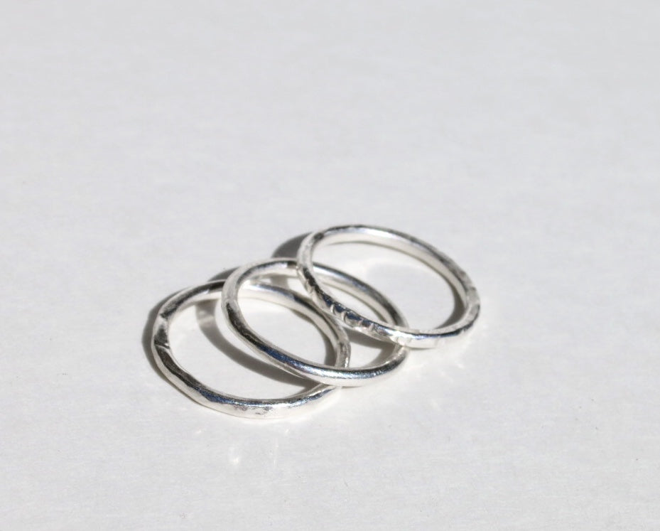 Fine Silver Hammered Rings - Sacred Birch