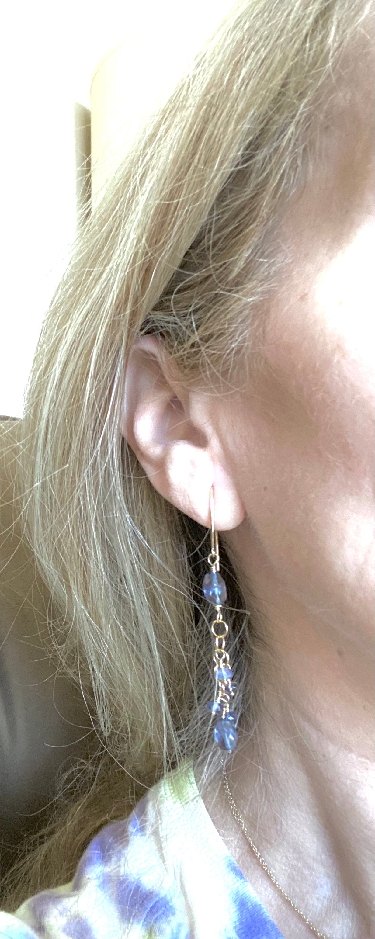 Iolite dangle earrings 14k gold filled - Sacred Birch