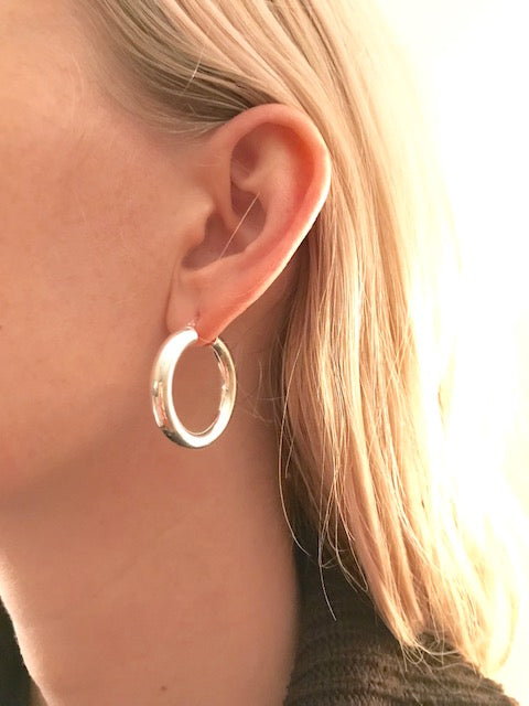 Chunky Sterling silver hoop earrings-silver hoops