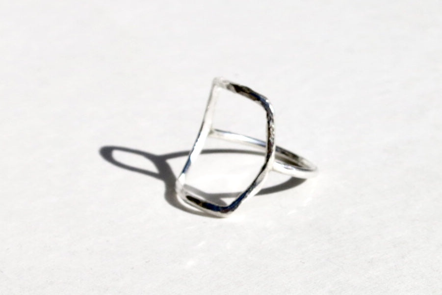 Fine silver square ring - Sacred Birch