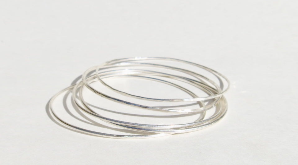 Sterling Silver Hammered Bangles - Sacred Birch