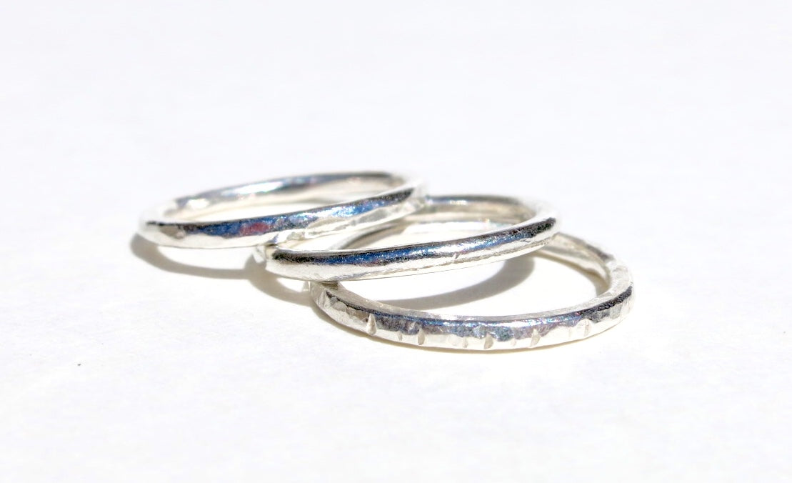 Fine Silver Hammered Rings - Sacred Birch