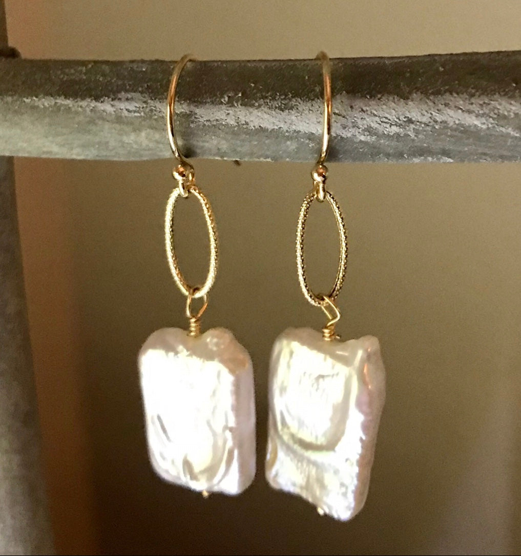 Square Freshwater Pearl Earrings - Sacred Birch