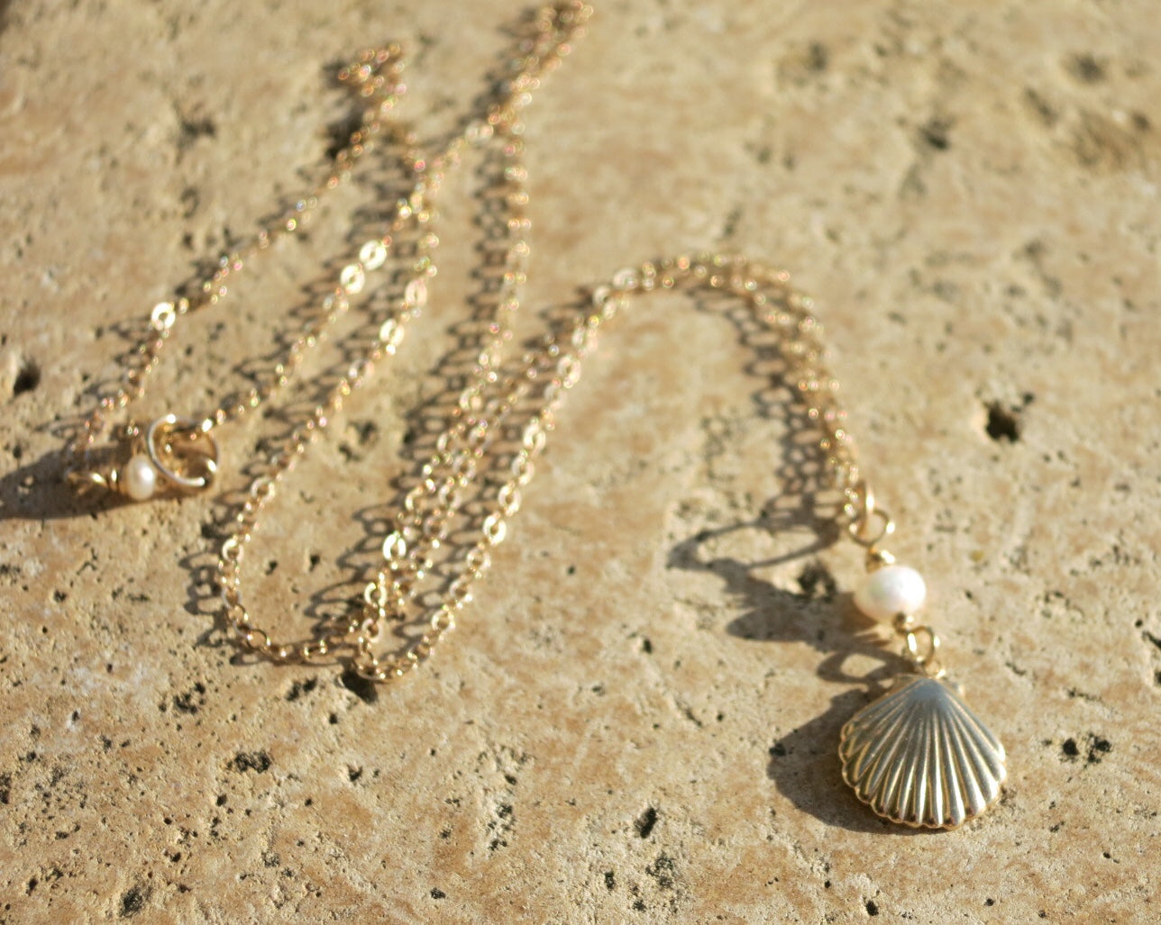 Venus at The Beach - Gold Clamshell Necklace - Sacred Birch