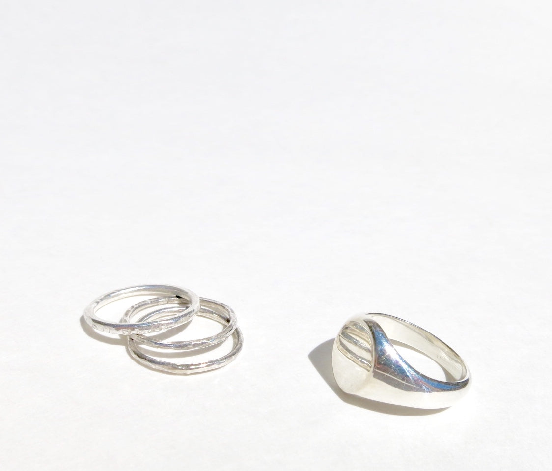 Fine Silver Hammered Rings - Sacred Birch