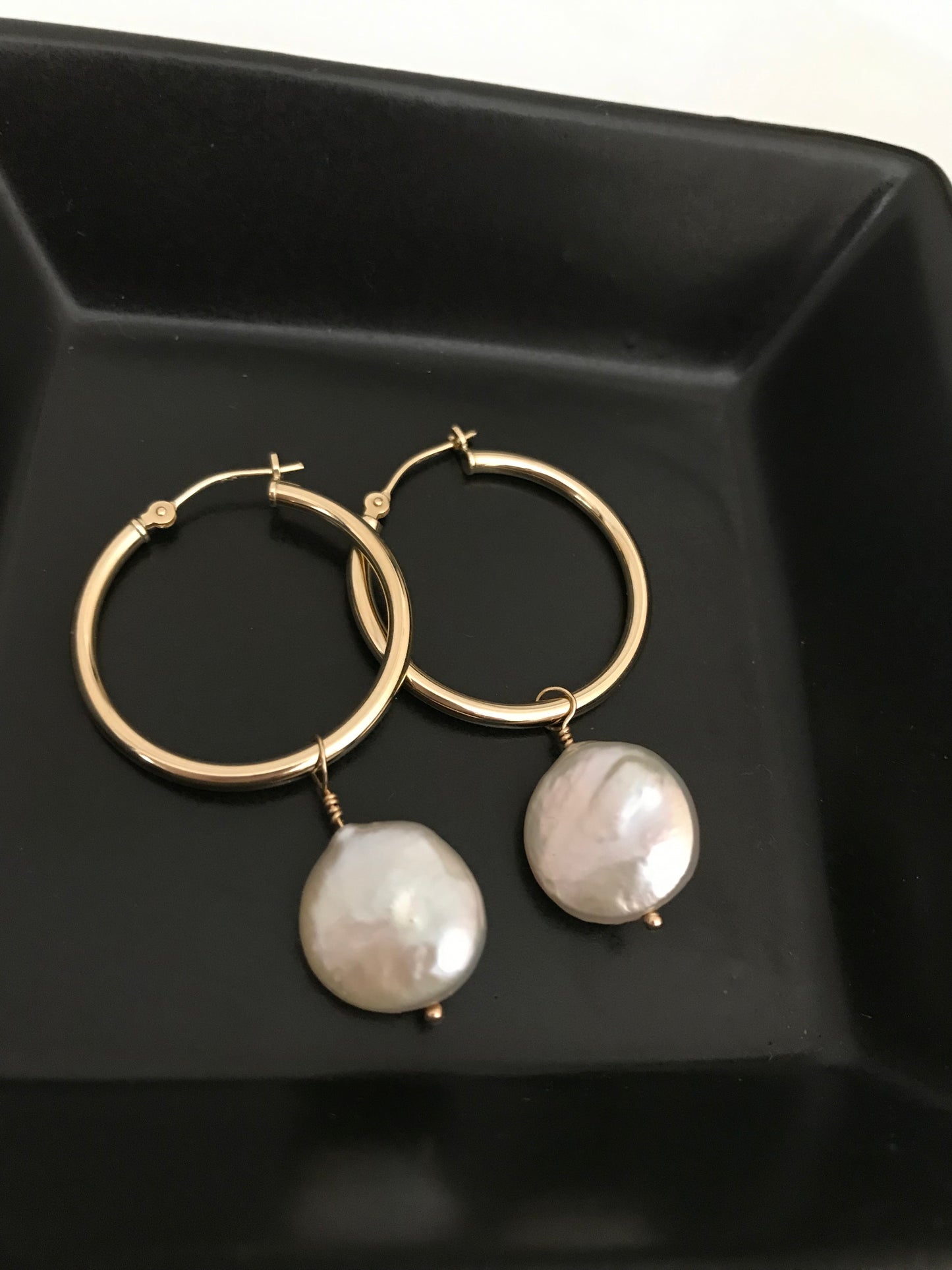 Coin Pearl on Gold Hoops - Sacred Birch