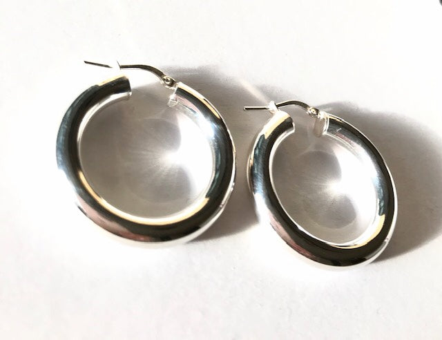 Chunky Sterling silver hoops- large silver hoops